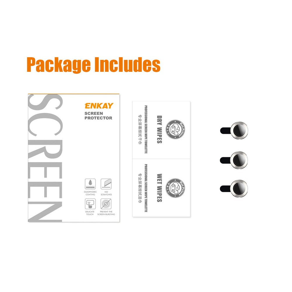 ENKAY HAT PRINCE HD Klar 9H Hærdet Glas Aluminium Legering Bagkamera Linse Ring Dæksel Beskytter (3 stk./gruppe) til iPhone 13 Pro / 13 Pro Max