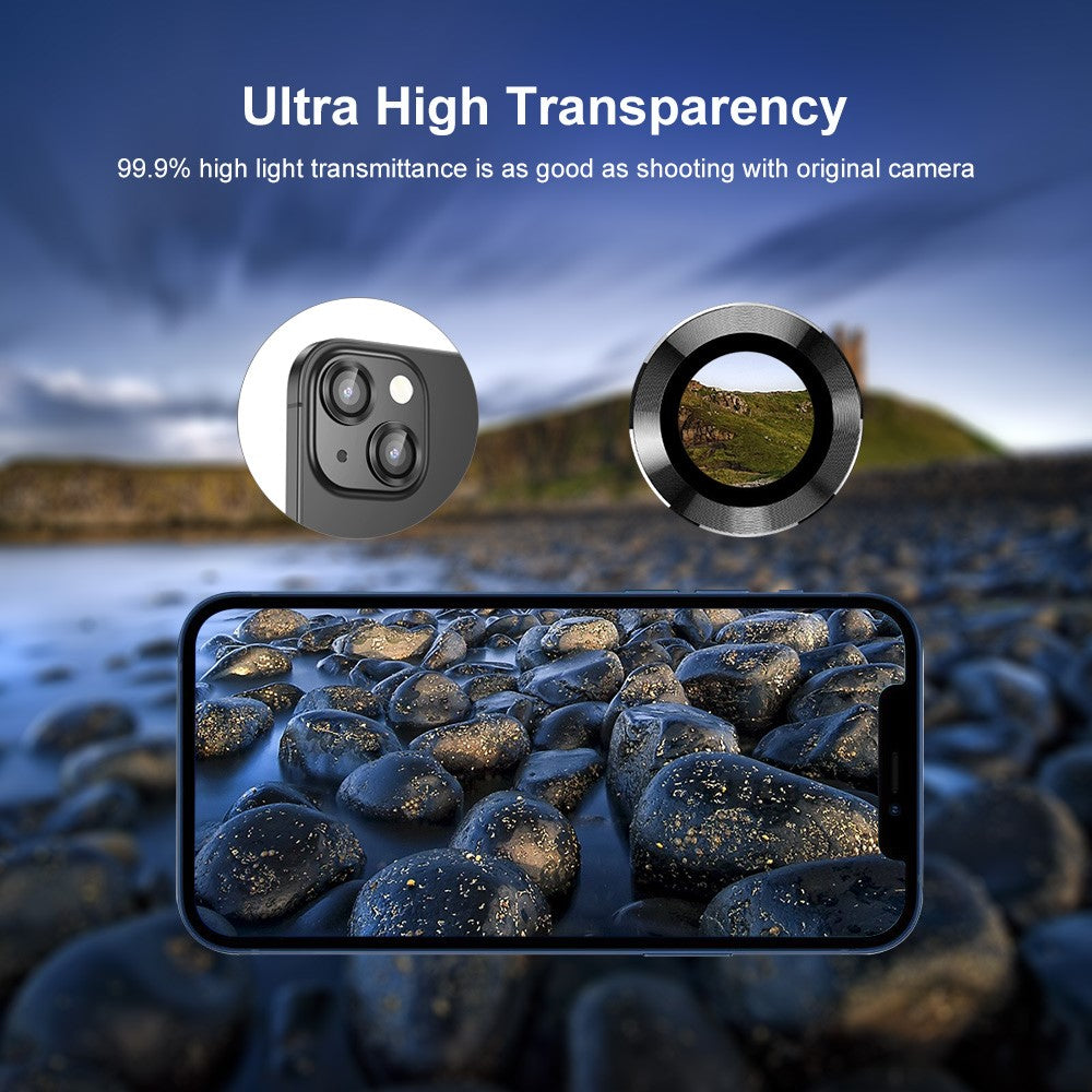 ENKAY HAT PRINCE HD Anti-Scratch 9H Tempered Glass Back Camera Lens Protector with Aluminum Alloy Trim (2Pcs/Group) for iPhone 13 / 13 mini