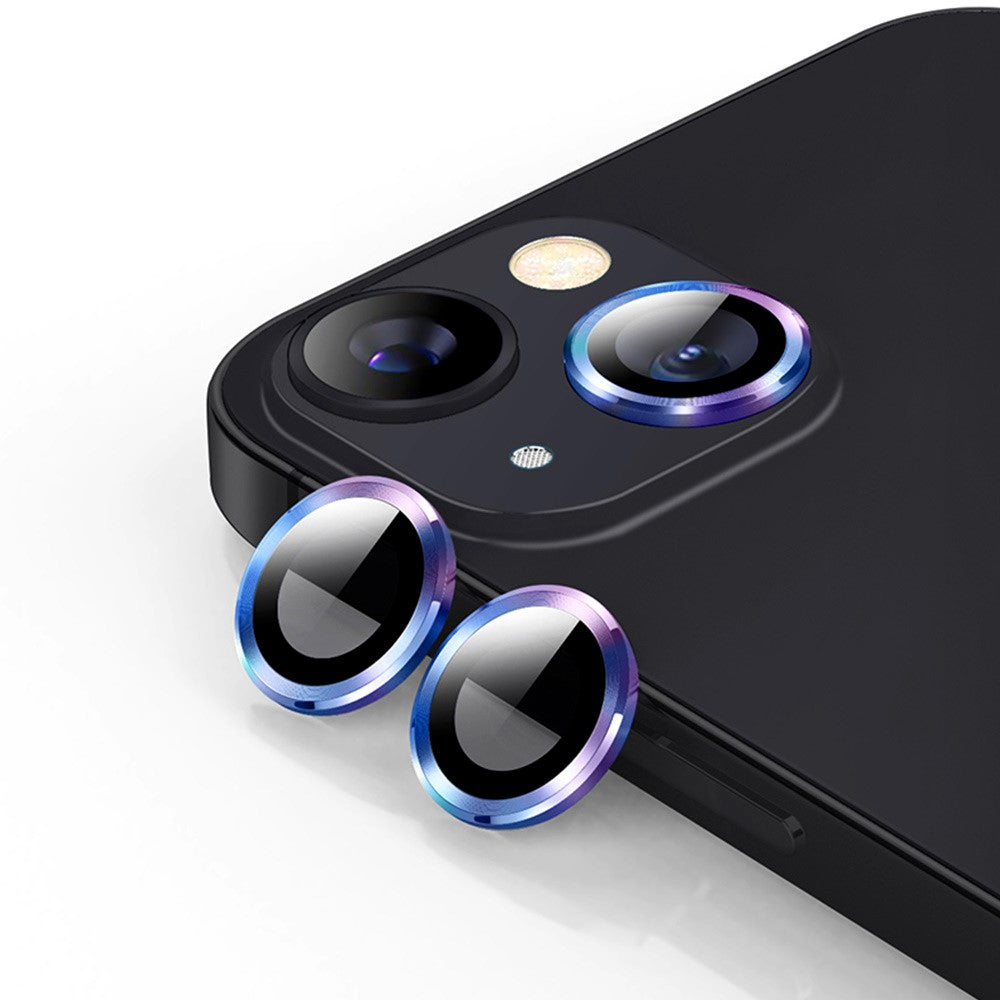 ENKAY HAT PRINCE HD Anti-Scratch 9H Tempered Glass Back Camera Lens Protector with Aluminum Alloy Trim (2Pcs/Group) for iPhone 13 / 13 mini
