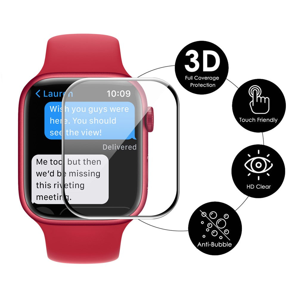 ENKAY HAT PRINCE Full Coverage 3D Curved Soft PC Edge + Anti-Scratch PMMA Tempered Glass Screen Protector for Apple Watch Series 7 45mm