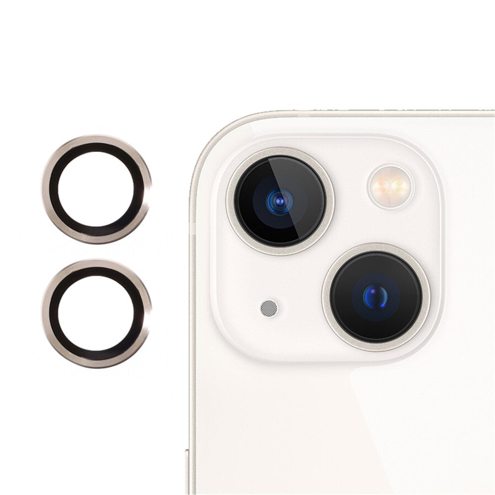 RURIHAI for iPhone 13 mini 5.4 inch / iPhone 13 6.1 inch Back Camera Lens Cover Film Metal Frame Tempered Glass Protector