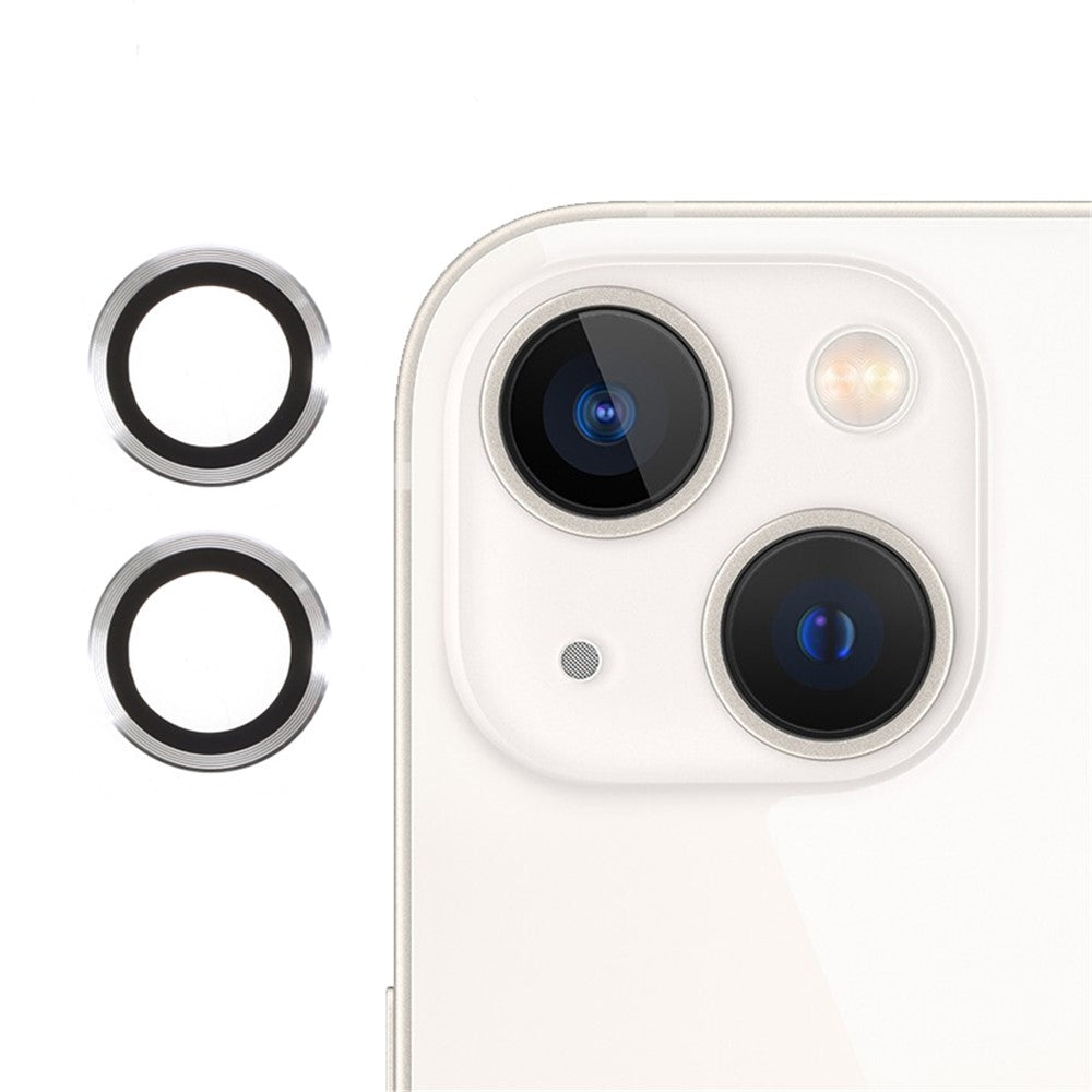 RURIHAI for iPhone 13 mini 5.4 inch / iPhone 13 6.1 inch Back Camera Lens Cover Film Metal Frame Tempered Glass Protector