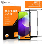 AMORUS 2 st/set sekundärhärdande skärmskydd för Samsung Galaxy A52 4G/5G / A52s 5G/A53 5G, heltäckande heltäckande lim ultraklar silkestryck härdat glasfilm
