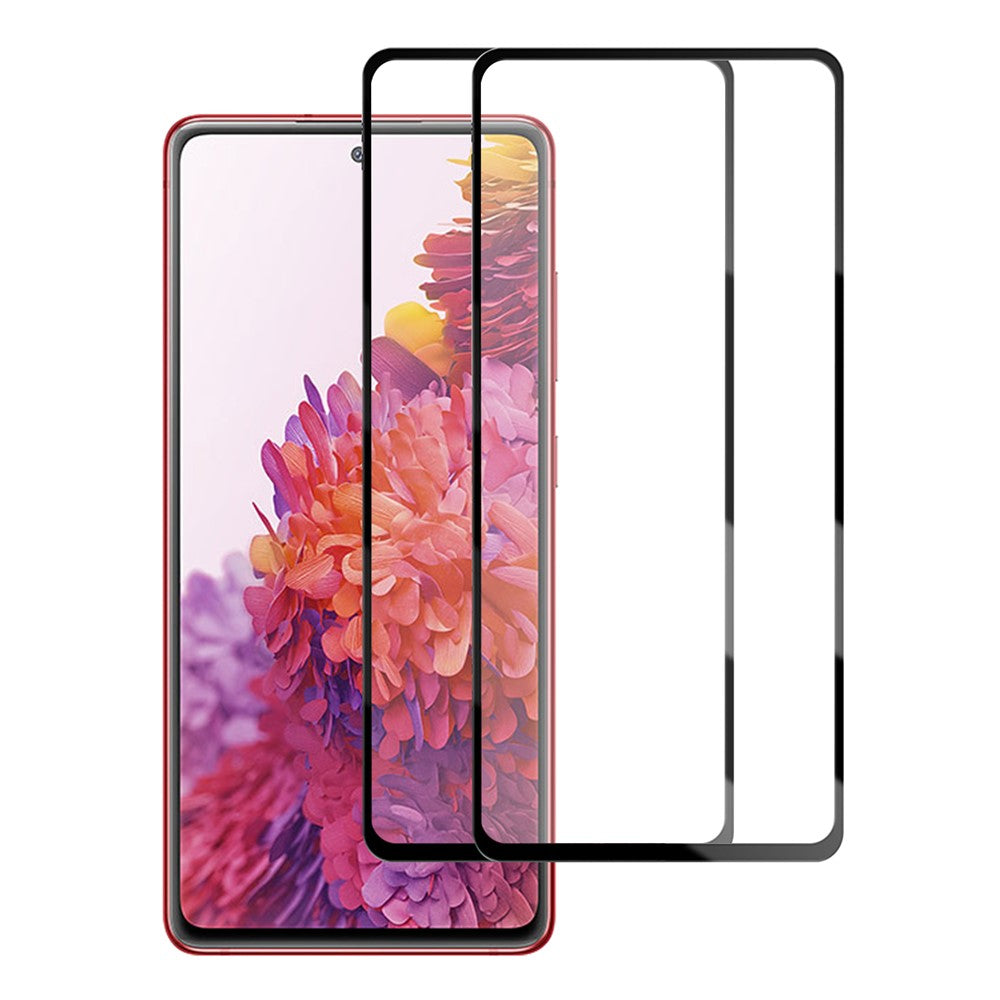 AMORUS 2 stk./sæt skærmbeskyttelse i hærdet glas til Samsung Galaxy S20 FE/S20 FE 5G/S20 Lite/S20 FE 2022, fuld størrelse, HD, gennemsigtig, fuld lim, silkegrafik
