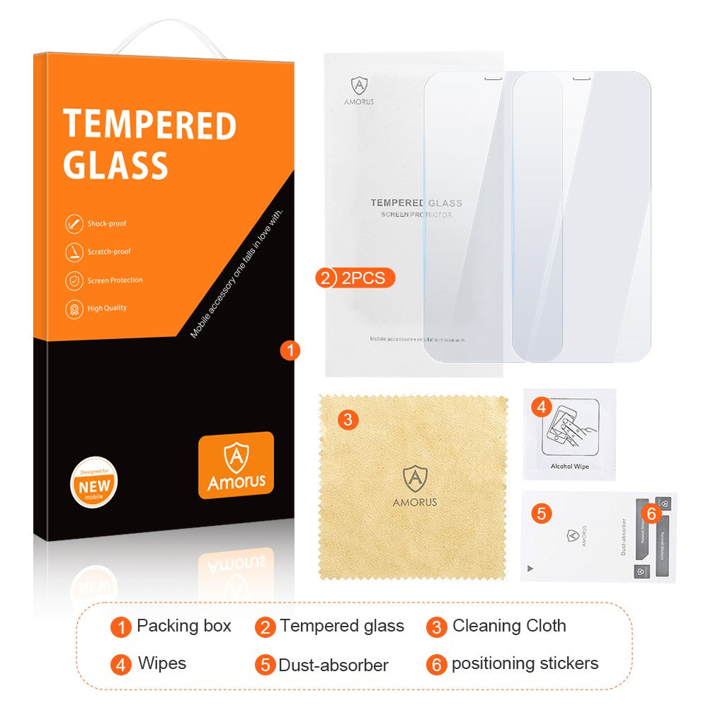 AMORUS 2Pcs/Set Full Glue HD Clear Anti-Scratch Tempered Glass Screen Protector for iPhone 11 Pro Max 6.5 inch