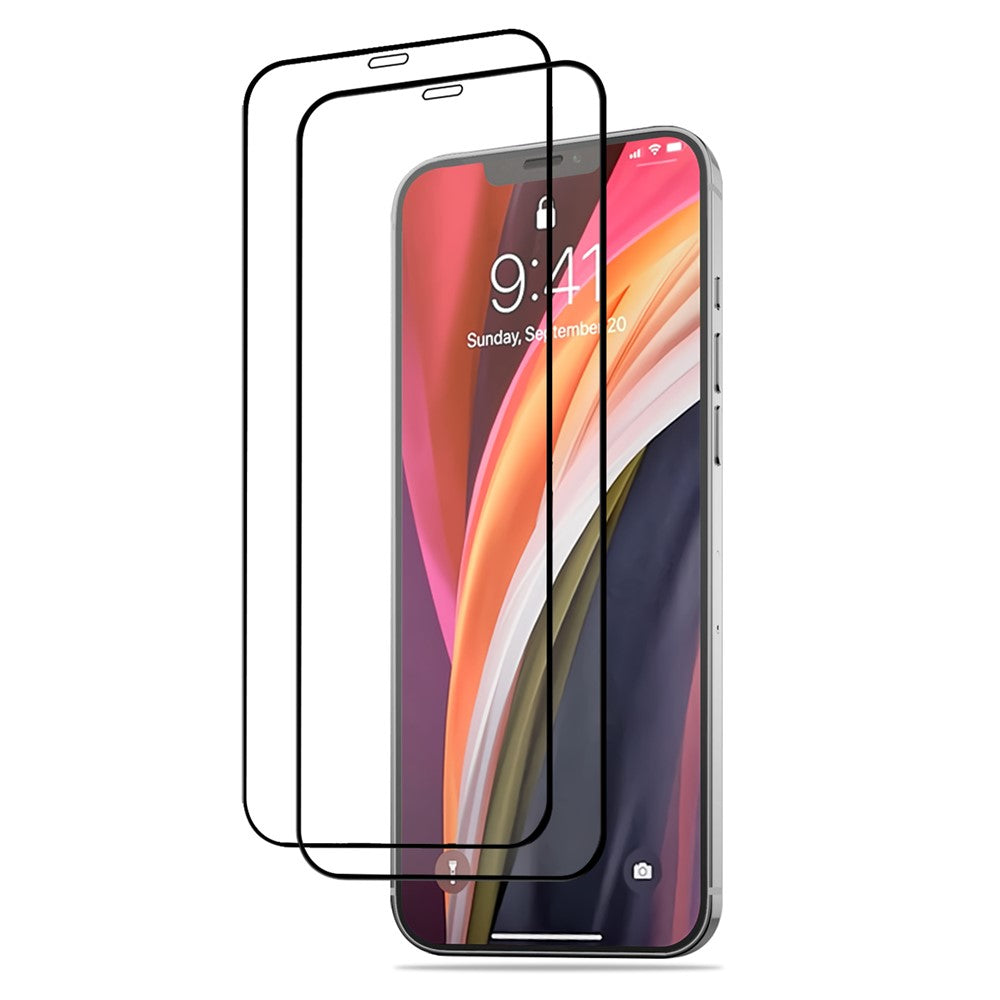 AMORUS 2Pcs Full Coverage Full Glue Clear Secondary Hardening Solid Defense Silk Printing Tempered Glass Film for iPhone 12 / 12 Pro 6.1 inch