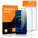 AMORUS 2Pcs Full Coverage Full Glue Clear Secondary Hardening Solid Defense Silk Printing Tempered Glass Film for iPhone 12 / 12 Pro 6.1 inch