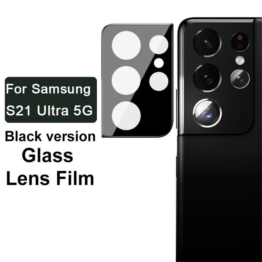 IMAK Full Coverage Scratch-resistant Tempered Glass Camera Lens Film Protector (Black Version) for Samsung Galaxy S21 Ultra 5G