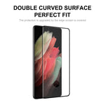 HAT PRINCE 2 st/set Ultra HD helskärm heltäckande lim 0,26 mm 9H hårdhet 3D böjd kant varmböjd härdat glas skyddsfilm för Samsung Galaxy S21 Ultra 5G (stöd för fingeravtryckslåsning)