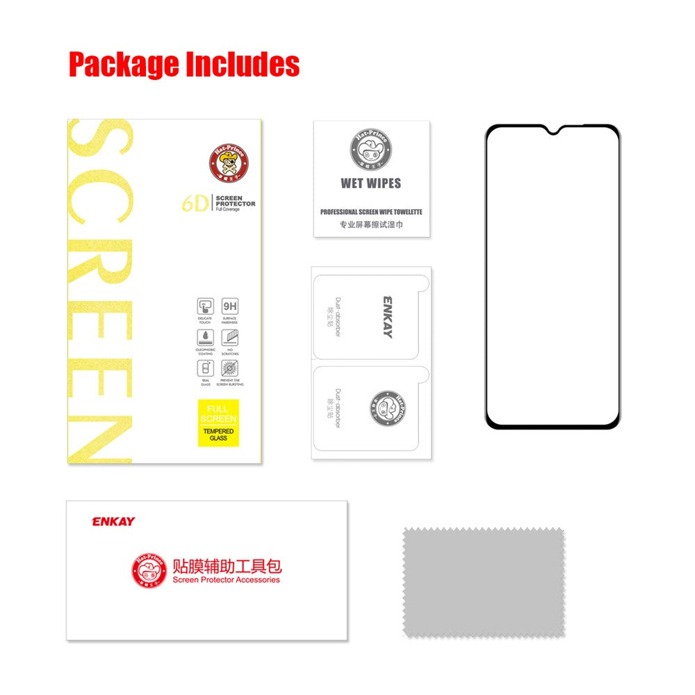 ENKAY HAT PRINCE Full Coverage Full Glue 6D Silk Printing Tempered Glass Screen Protector for Samsung Galaxy A03s (166.5mm)