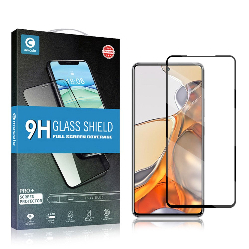 MOCOLO anti-fingeraftryk, slidstærk, silketrykt, fuldklæbende HD-skærmbeskyttelsesfilm i hærdet glas til Xiaomi 11T/11T Pro