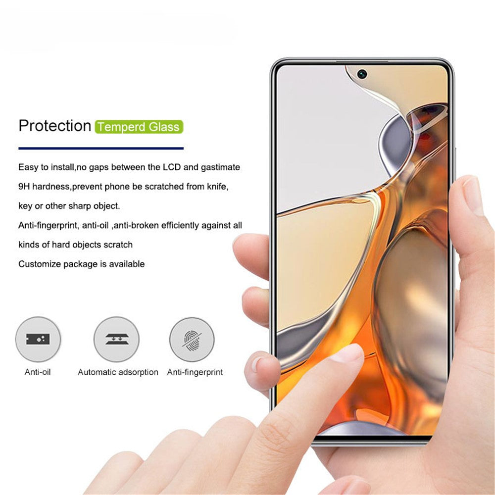 MOCOLO anti-fingeraftryk, slidstærk, silketrykt, fuldklæbende HD-skærmbeskyttelsesfilm i hærdet glas til Xiaomi 11T/11T Pro
