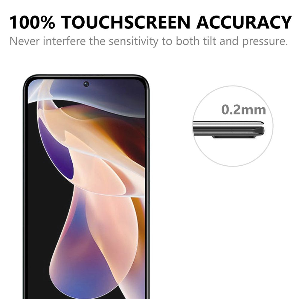 Ultra Clear Full Coverage Full Glue 0.2mm Black Edge Tempered Glass Screen Protector for Xiaomi Redmi Note 11 5G (China) (MediaTek)/Note 11S 5G/Note 11T 5G