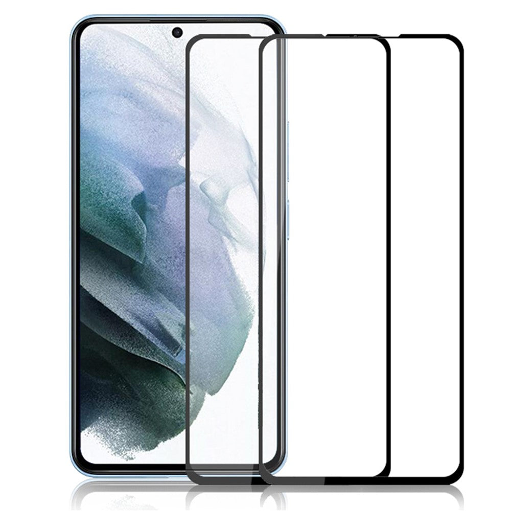 AMORUS 2Pcs / Pack Secondary Hardening Tempered Glass Film for Samsung Galaxy S22 5G / S23 , Full Coverage Full Glue Silk Printing Screen Protector HD Clear Scratch Resistant