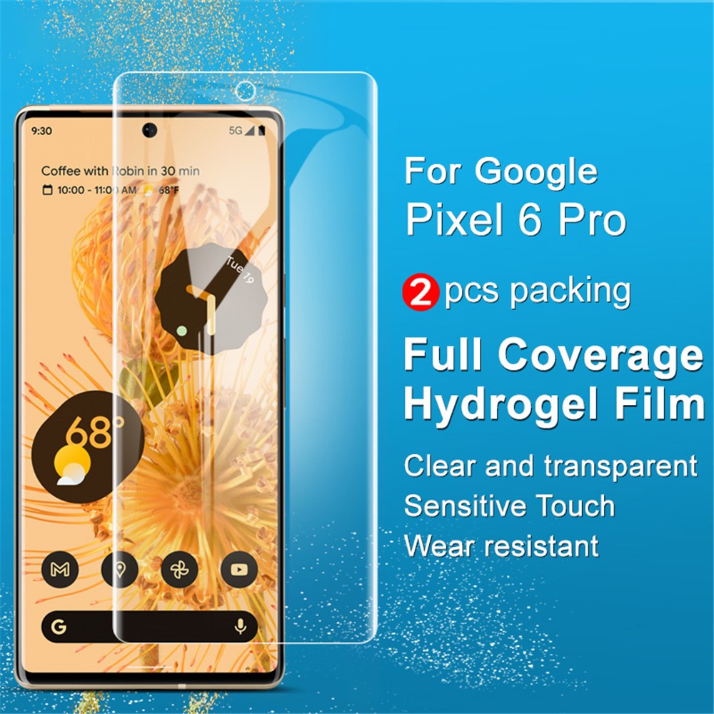 IMAK 2 stk./sæt Hydrogel Film III Anti-støv Fuld Dækning TPU Beskyttende Skærmbeskytter Film til Google Pixel 6 Pro