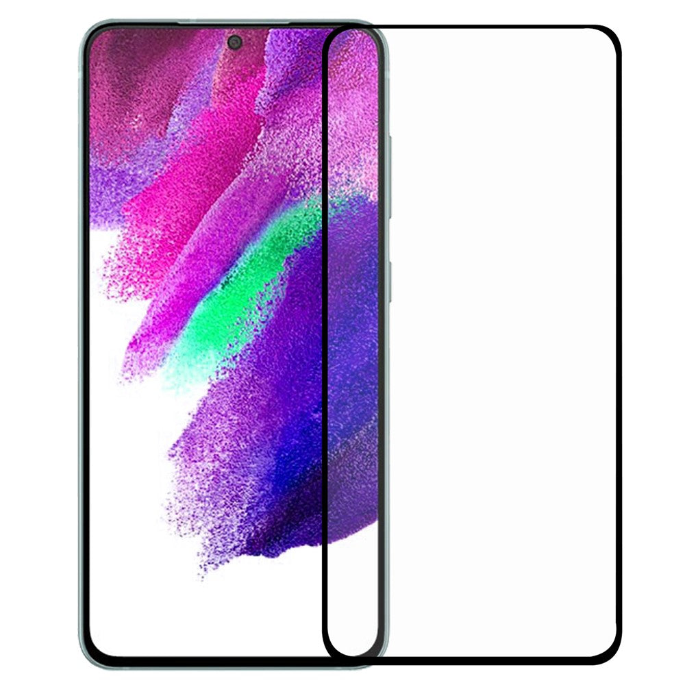 Ultraklart, heltäckande, fullstorleks, svart kant, brytsäkert AGC-glas, härdat skärmskydd [0,1 mm tjocklek, stöder fingeravtryckslåsning] för Samsung Galaxy S22+ 5G / S23+