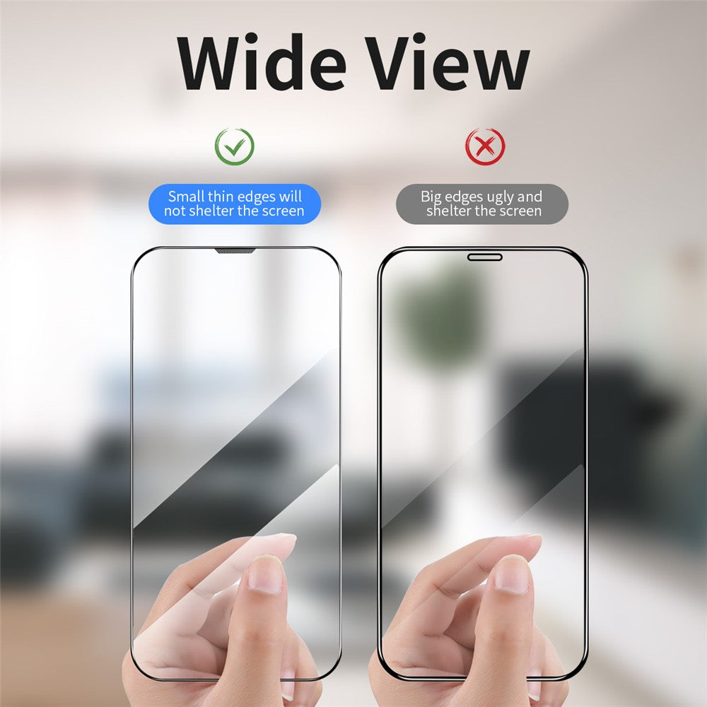 HAT PRINCE For iPhone 12 mini 5.4 inch Arc Edge Full Screen Coverage Full Glue Tempered Glass Film Screen Protector with Easy Installation Tool