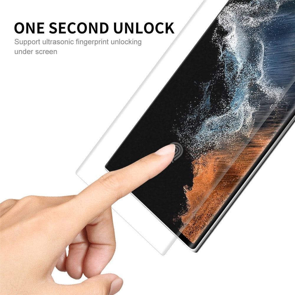 ENKAY HAT PRINCE Sensitive Touch 3D Full Screen Coverage Curved Hot Bending HD Clear PET Film Screen Protector for Samsung Galaxy S22 Ultra 5G (Support Fingerprint Unlocking)