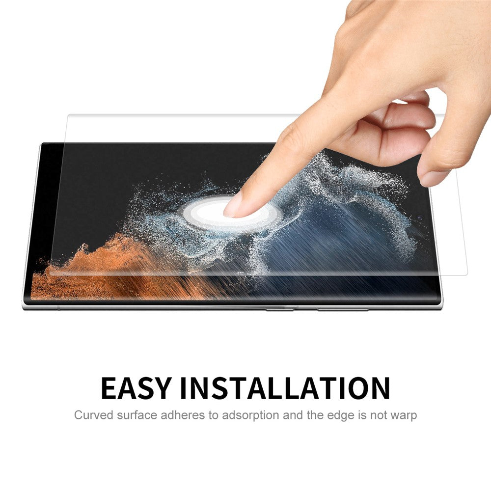 ENKAY HAT PRINCE Sensitive Touch 3D Full Screen Coverage Curved Hot Bending HD Clear PET Film Screen Protector for Samsung Galaxy S22 Ultra 5G (Support Fingerprint Unlocking)