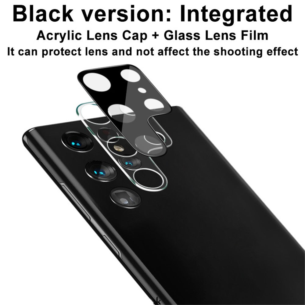 IMAK Slitstark HD-linsfilm i härdat glas + akryllinsskydd (svart version) för Samsung Galaxy S22 Ultra 5G