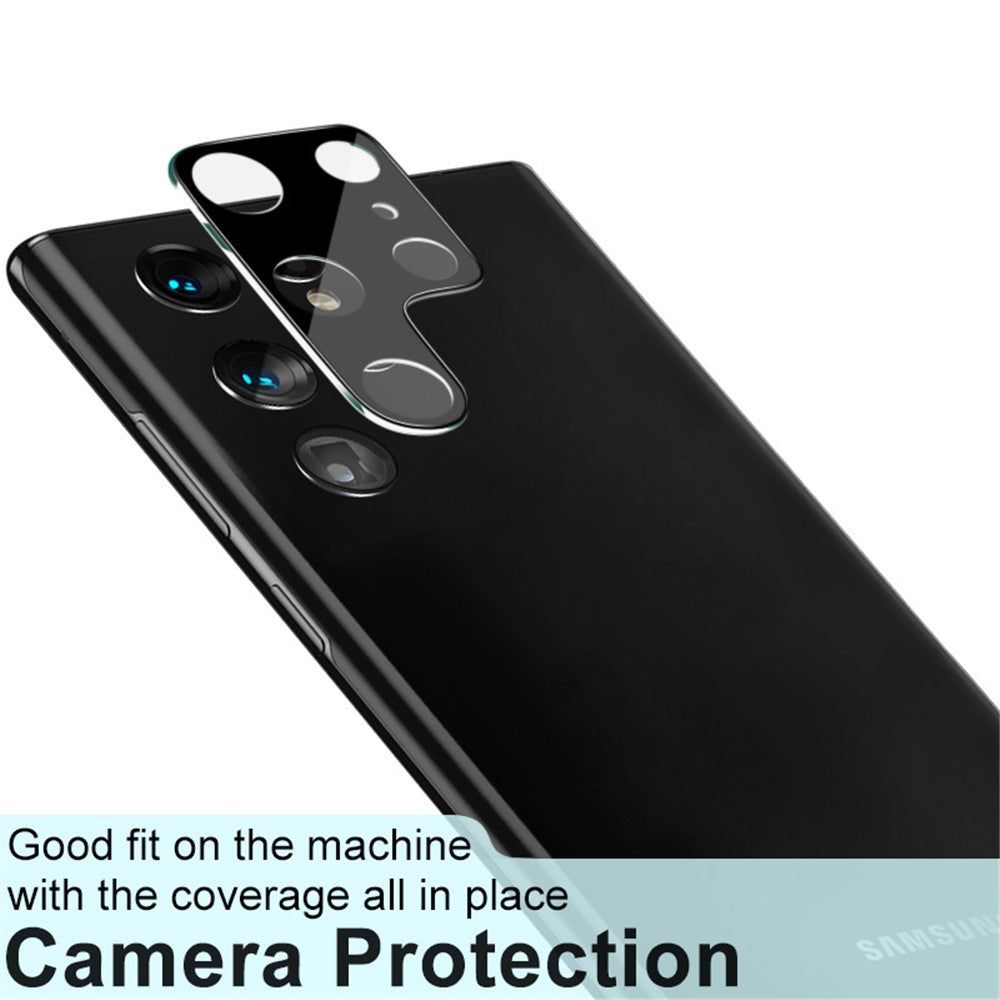 IMAK Slitstark HD-linsfilm i härdat glas + akryllinsskydd (svart version) för Samsung Galaxy S22 Ultra 5G
