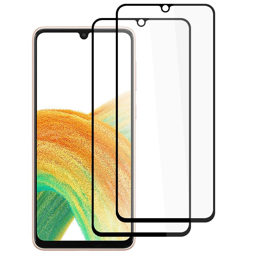 AMORUS 2Pcs/Pack Full Coverage HD Silk Printing Clear Full Glue Double Defense Tempered Glass Film for Samsung Galaxy A33 5G