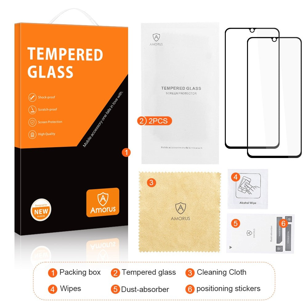 AMORUS 2Pcs/Pack Full Coverage HD Silk Printing Clear Full Glue Double Defense Tempered Glass Film for Samsung Galaxy A33 5G