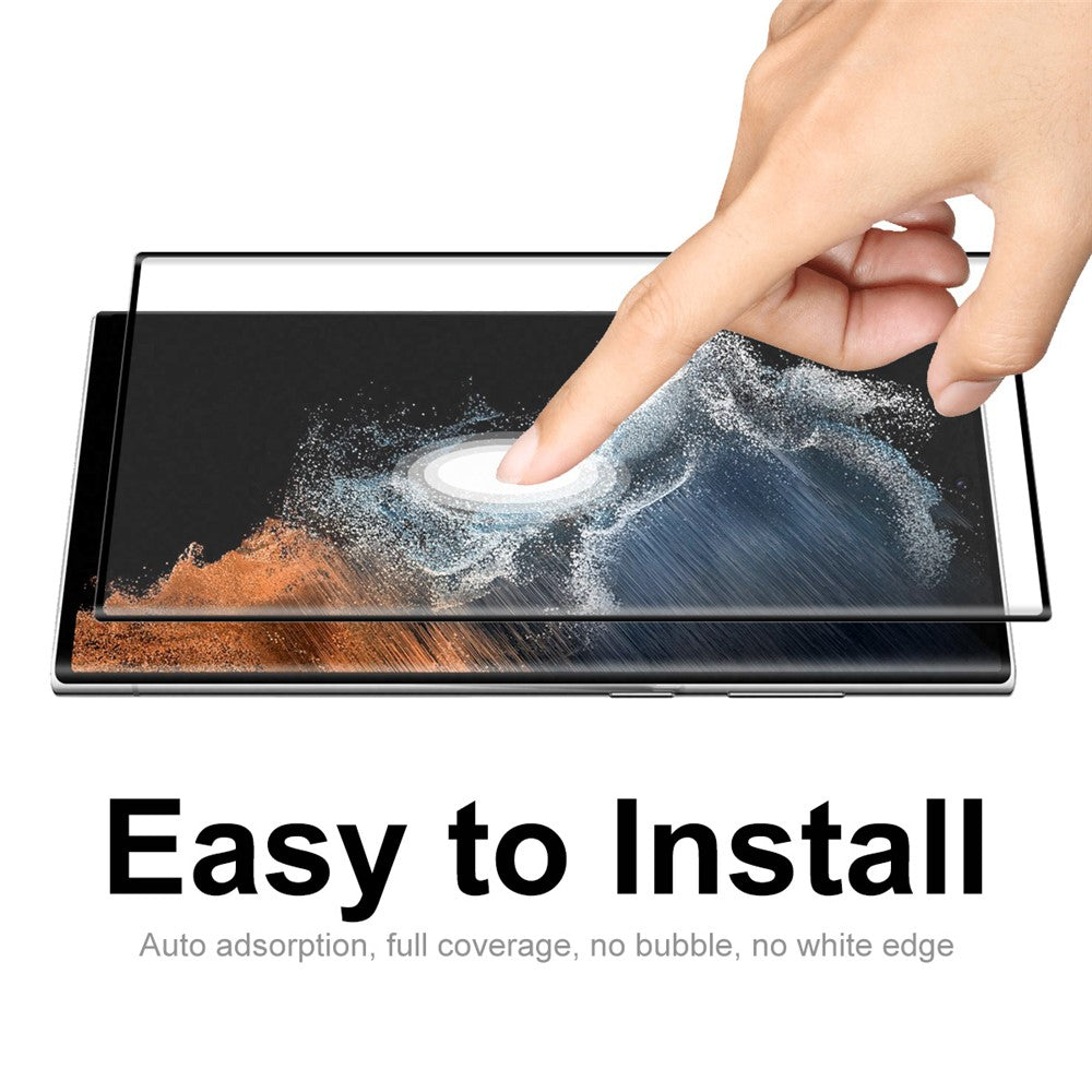 HAT PRINCE 0,26 mm 3D-böjt helhjärtat härdat glasskärmskydd [stöd för fingeravtryckslåsning] för Samsung Galaxy S22 Ultra 5G