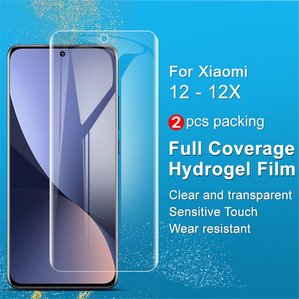 IMAK 2 stk./sæt III-hydrogelfilm i TPU til Xiaomi 12 5G/12X 5G/12S 5G, HD-gennemsigtig ridsefast fulddækkende film