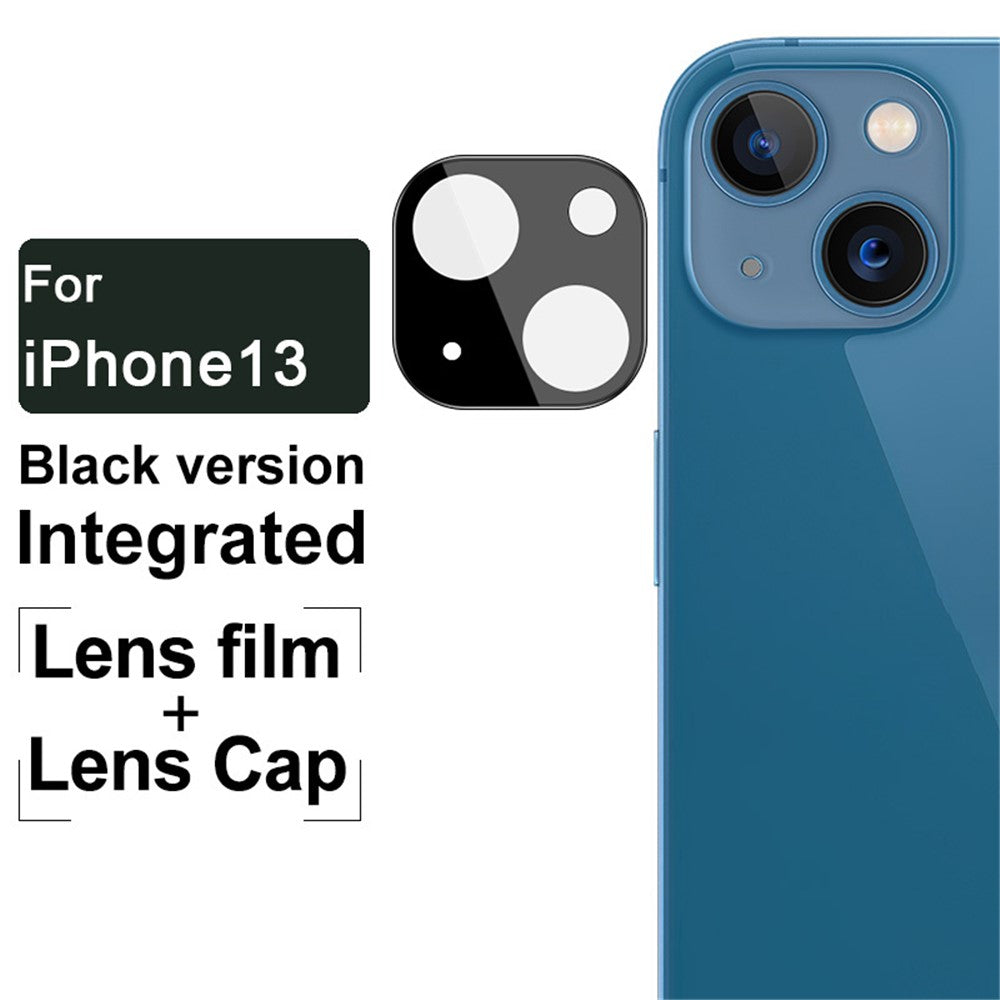IMAK til iPhone 13 mini 5,4 tommer/13 6,1 tommer Sort version Ridsefast hærdet glaslinsefilm med høj lystransmission dækket med akryllinsedæksel