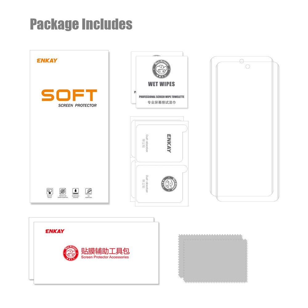 ENKAY HAT PRINCE för Xiaomi 12 5G/12X 5G/12S 5G 2 st/pack slitstarkt böjt 3D-värmböjningsskärmskydd helskärmstäckning HD klar PET-film (stöder fingeravtryckslåsning)