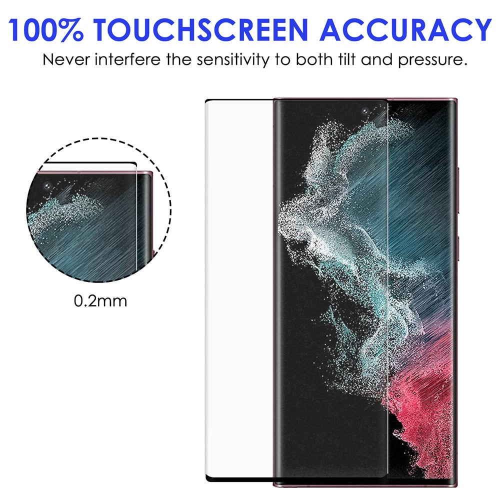 Samsung Galaxy S22 Ultra 5G 3D-buet hærdet glasfilm med kantlimning, AGC-glas og fuldskærmsbeskyttelse