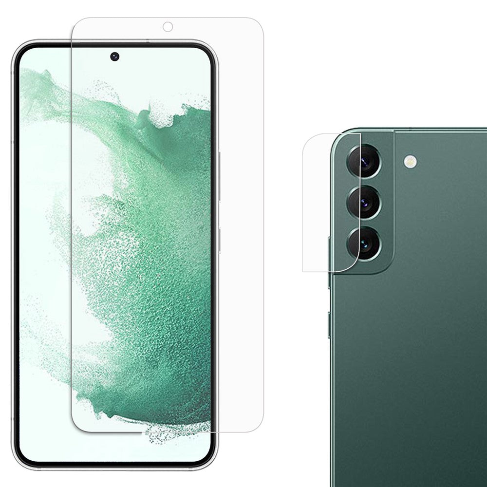 Samsung Galaxy S22 5G-skærmbeskyttelse i 9H-hårdhed, fingeraftryksafvisende 2.5D AGC-glas, hærdet glas + præcis udskæring og kameralinsebeskyttelse