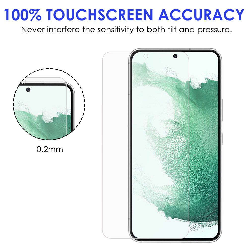For Samsung Galaxy S22 5G 9H Hardness Anti-fingerprint 2.5D AGC Glass Tempered Glass Screen Protector + Precise Cutout Camera Lens Protector