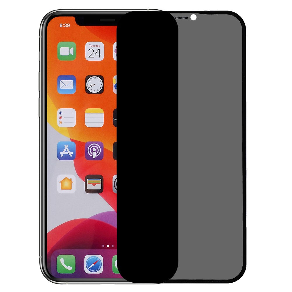 iPhone 11 Pro Max/XS Max 6,5 tum Slitstark Anti-spion Full Lim HD Full Täckning Matt Silk Print Härdat Glas Skärmskyddsfilm med Dammtät Nät