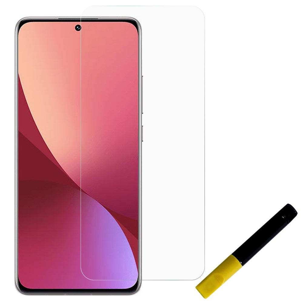 RURIHAI för Xiaomi 12 5G/12X 5G/12S 5G 3D Full Glue 0,26 mm Explosionsskyddande UV-vätskebaserad härdad skärmskyddsfilm av hög aluminium-kiselglas [Fingeravtryckslåsning]