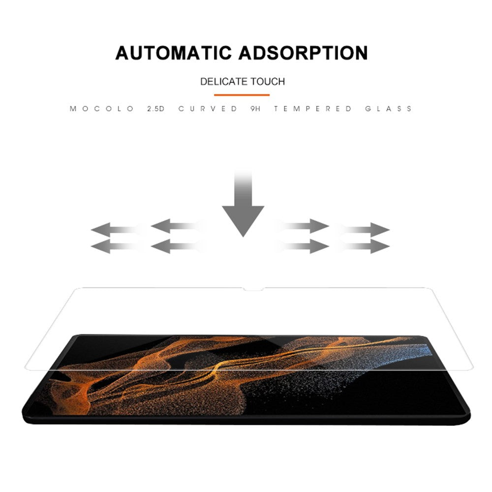 MOCOLO Full Glue 2.5D Tempered Glass Film for Samsung Galaxy Tab S9 Ultra / S8 Ultra 2.5D Arc Edge Full Cover Screen Protector