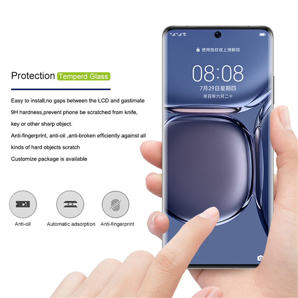 MOCOLO För Huawei P50 Pro Skärmskydd 3D Böjda Kanter Ultraklar Härdad Glasfilm med Helklistrad Lim