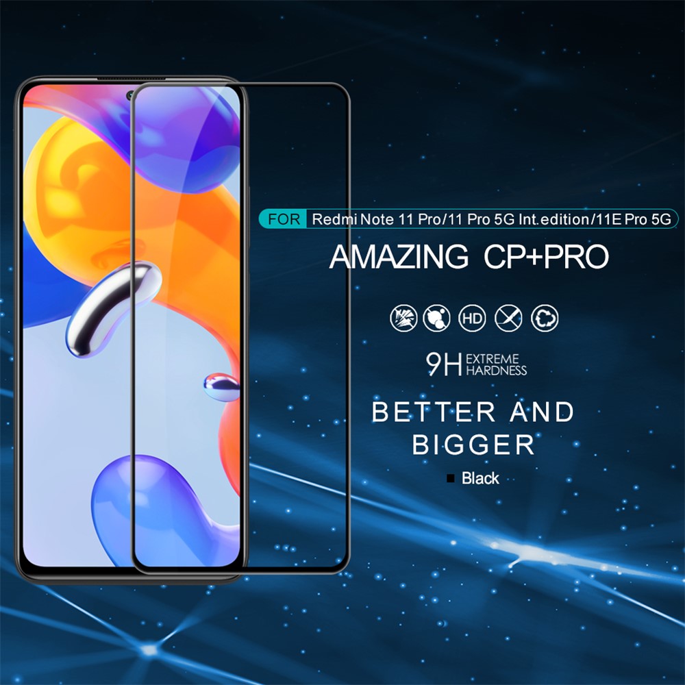 NILLKIN CP+PRO för Xiaomi Redmi Note 12 Pro 4G / 11 Pro 4G (MediaTek) / Note 11 Pro 5G (Qualcomm) 9H Ultratunn Helskärm Härdat Glas Film AGC Glasskärmfilm