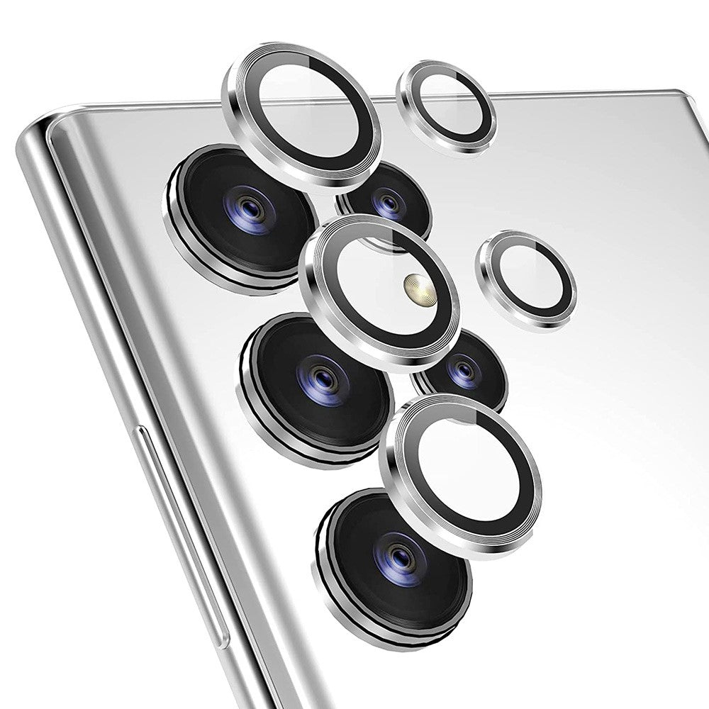 ENKAY HAT PRINCE For Samsung Galaxy S22 Ultra 5G 1 Set Ultra Clear Tempered Glass Aluminum Alloy Back Camera Lens Ring Cover Protector