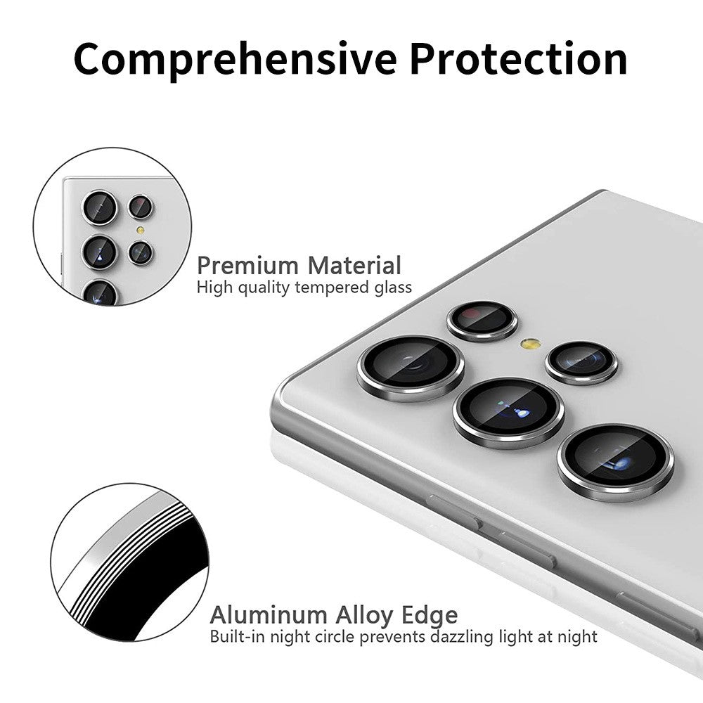 ENKAY HAT PRINCE För Samsung Galaxy S22 Ultra 5G 1 Set Ultraklart Härdat Glas Aluminiumlegering Bakkamera Linsring Skyddare