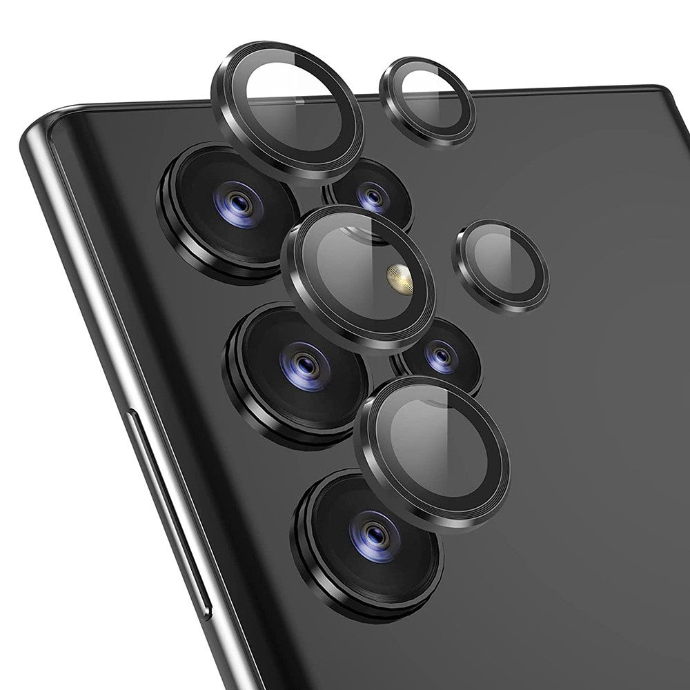ENKAY HAT PRINCE För Samsung Galaxy S22 Ultra 5G 1 Set Ultraklart Härdat Glas Aluminiumlegering Bakkamera Linsring Skyddare