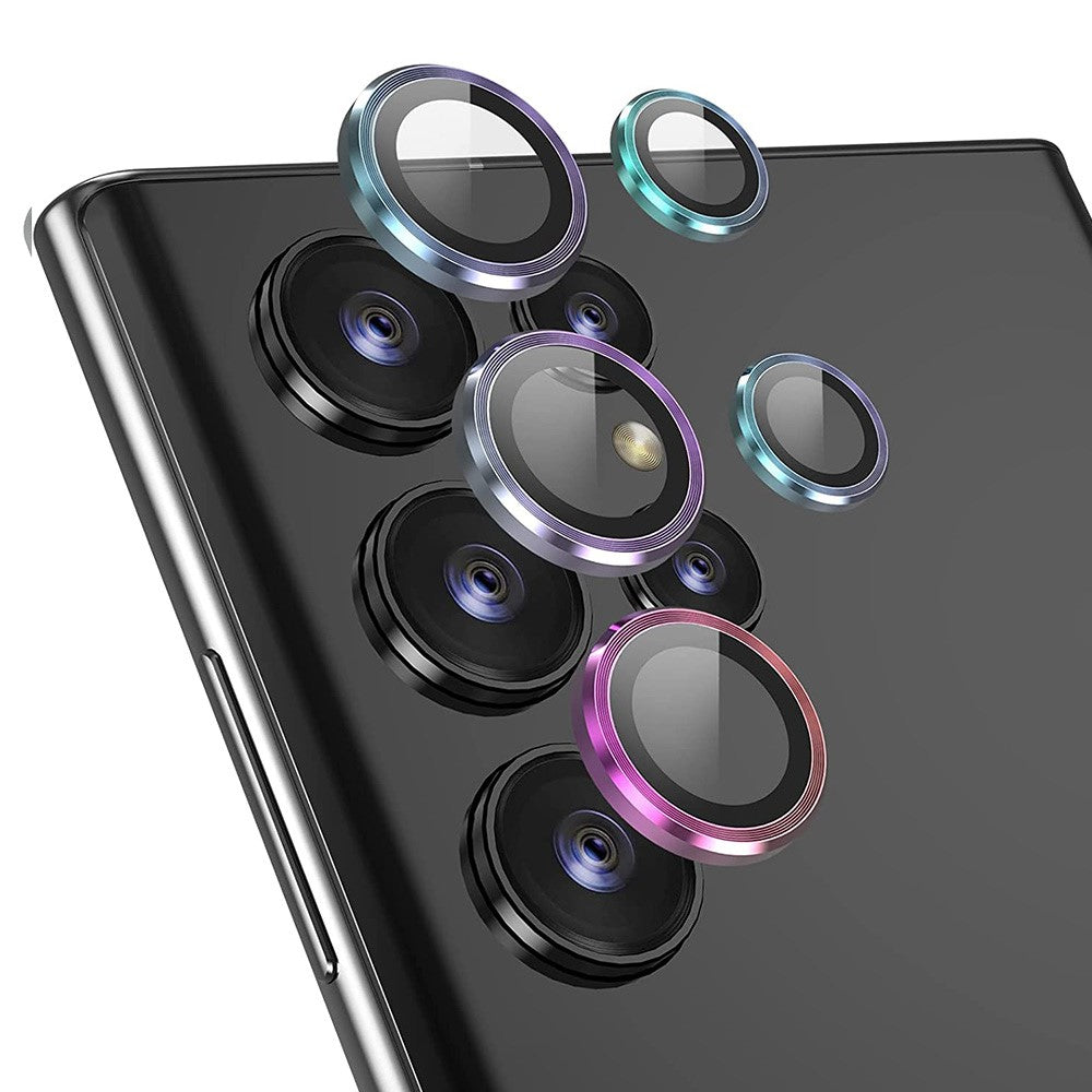 ENKAY HAT PRINCE För Samsung Galaxy S22 Ultra 5G 1 Set Ultraklart Härdat Glas Aluminiumlegering Bakkamera Linsring Skyddare
