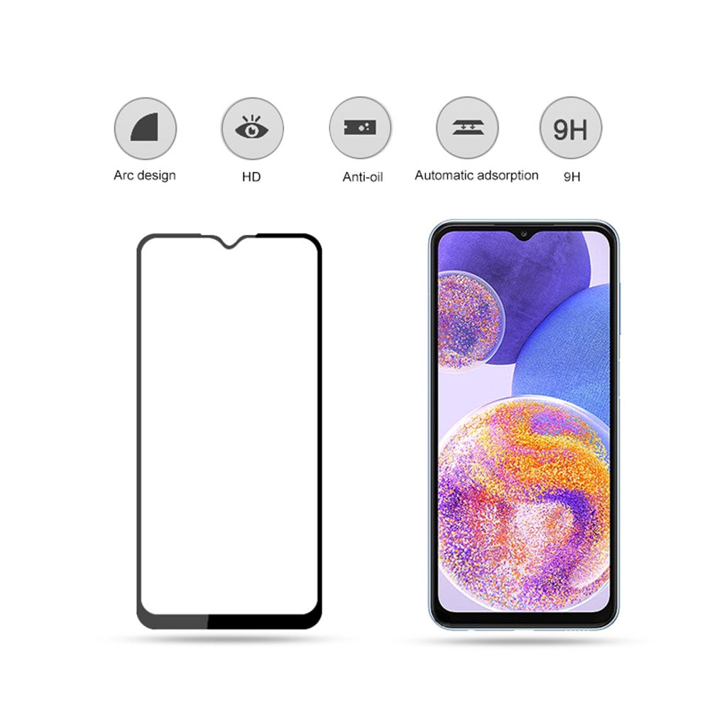 MOCOLO ridsefast hærdet glasfilm til Samsung Galaxy A23 4G / 5G (global version), heldækkende HD-klar, sekundærhærdet, eksplosionssikker, heldækkende limet skærmbeskyttelse