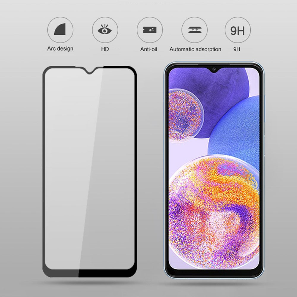 MOCOLO ridsefast hærdet glasfilm til Samsung Galaxy A23 4G / 5G (global version), heldækkende HD-klar, sekundærhærdet, eksplosionssikker, heldækkende limet skærmbeskyttelse