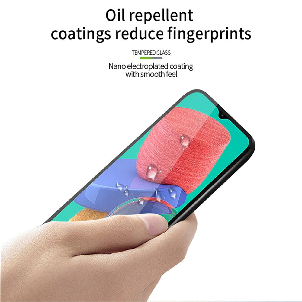 PINWUYO JK Härdat Glas Film Series-2 för Samsung Galaxy M33 5G (Global Version)/(Indisk Version) Heltäckande Anti-Spräng Anti-Olje Heltäckande Lim Skärmskydd