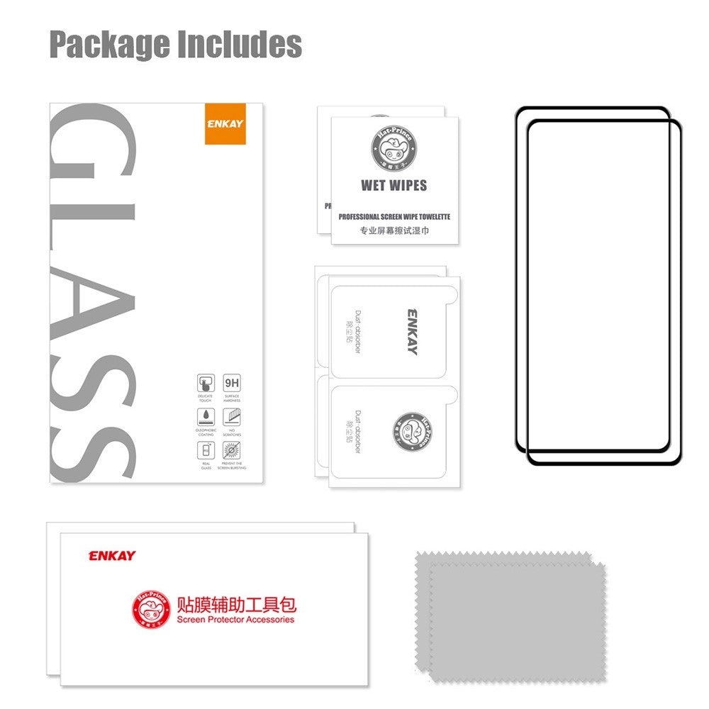 ENKAY HAT PRINCE 2Pcs/Set for Samsung Galaxy M53 5G Screen Protector Silk Printing 6D High Aluminium-silicon Glass Full Size Full Glue HD Clear Tempered Glass Film