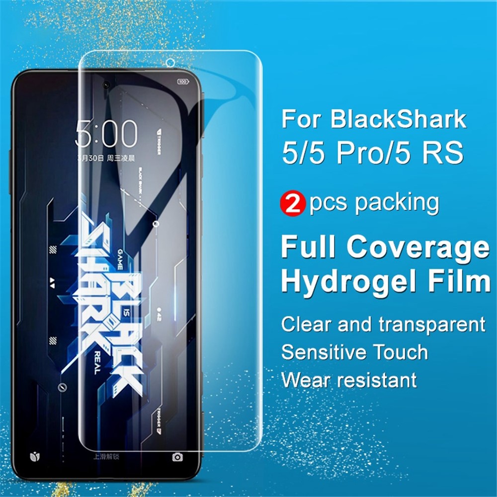 IMAK för Xiaomi Black Shark 5/5 Pro/5 RS 2 st/set Hydrogelfilm III Skärmskydd Högkänslig Heltäckande Transparent Mjuk TPU Skyddsfilm