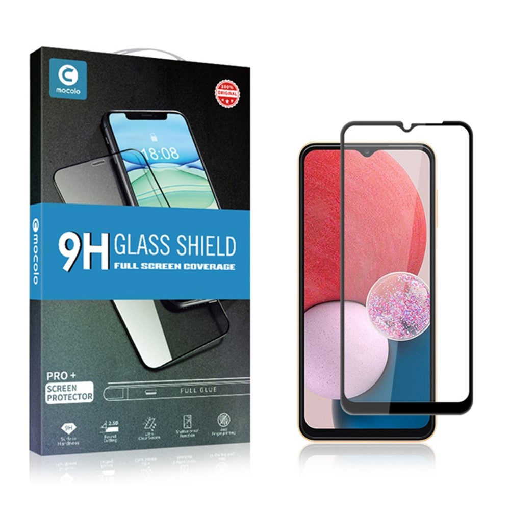 MOCOLO Solid Defense Skærmbeskyttelse til Samsung Galaxy A13 4G, Silketrykt HD Hærdet Glas Fuld Lim Fuld Dækning Film