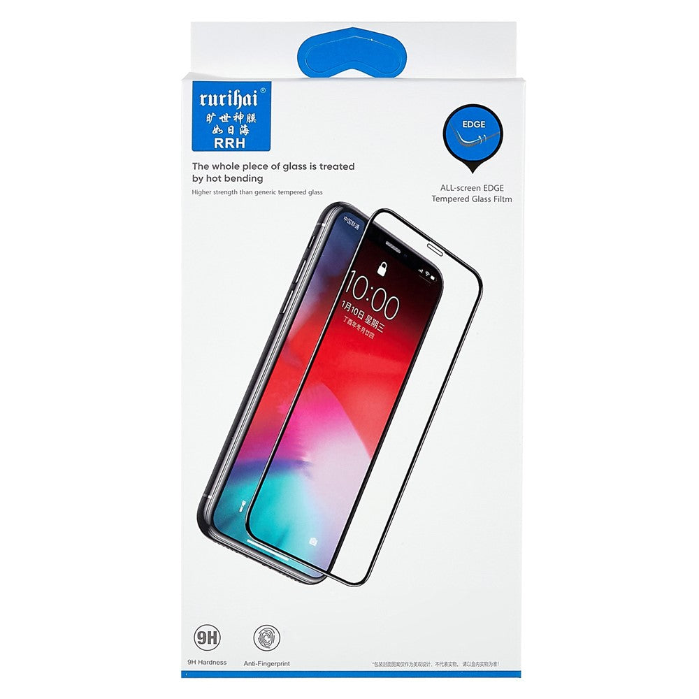 RURIHAI för iPhone 12 Pro Max 6,7 tums genomskinligt AGC-härdat glasskärmskydd heltäckande lim, anti-fingeravtryck 2,5D reptålig filmskydd